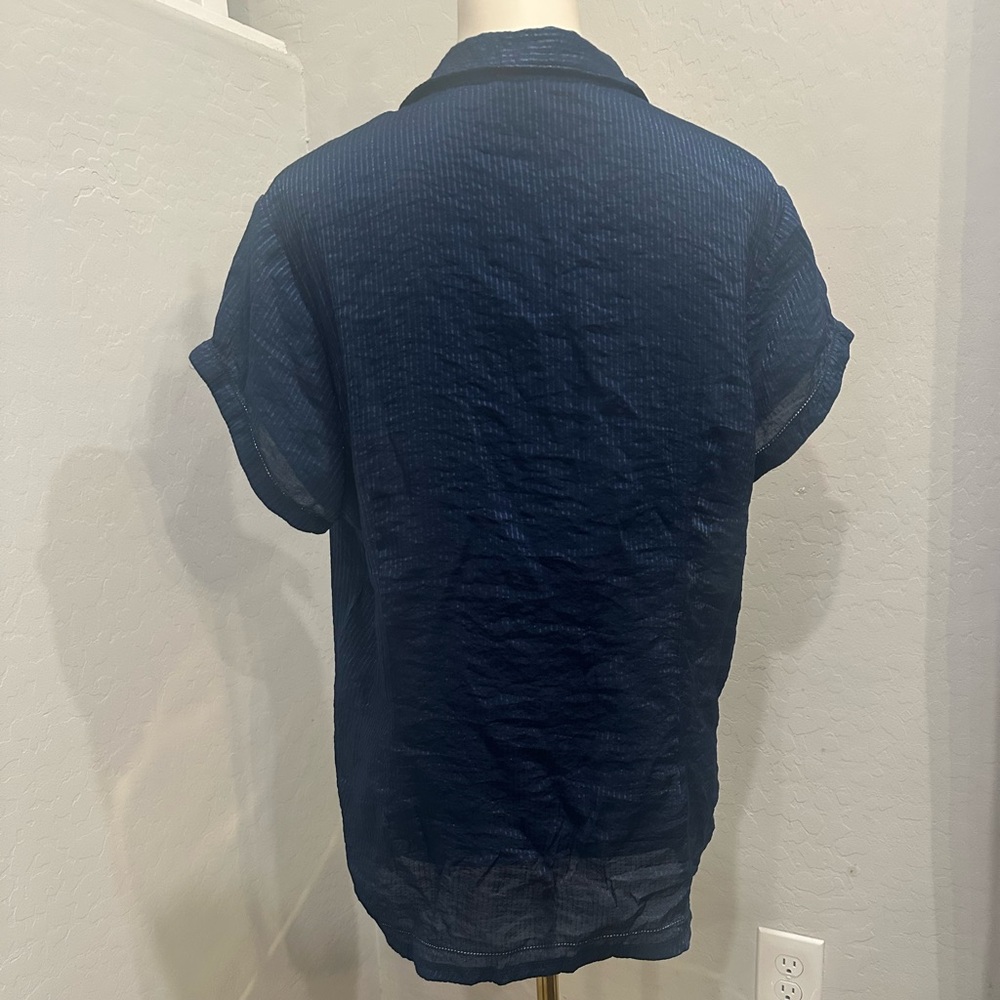 Coldwater Creek Dark Blue Button-Down‎ Shirt - Picture 4 of 5